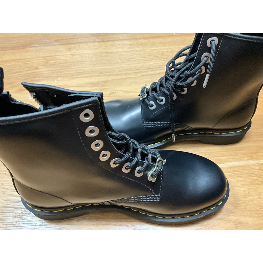 Dr. Martens 1460 Zip Black Smooth Leather Combat Boots Mens 9 Womens 10